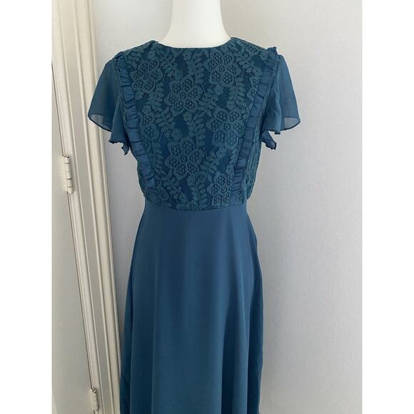 NWT JJ's House A-line Scoop Ink Blue Chiffon Bridesmaid Dress Small - Picture 3 of 16